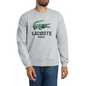 Lacoste Croc Graphic Sweatshirt - Light Grey - Male - Size: XXL Lacoste Croc Graphic Sweatshirt - Light Grey - Male - Size: XXL