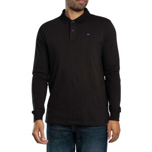 Tommy Jeans Slim Placket Longsleeved Polo Shirt - Black - Male - Size: L Tommy Jeans Slim Placket Longsleeved Polo Shirt - Black - Male - Size: L