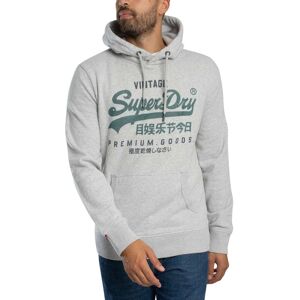 Superdry Vintage Duo Classic Pullover Hoodie - Ice Grey Marl - Male - Size: M Superdry Vintage Duo Classic Pullover Hoodie - Ice Grey Marl - Male - Size: M