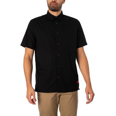 HUGO Ebor Straight Short Sleeved Shirt - Black - Male - Size: S HUGO Ebor Straight Short Sleeved Shirt - Black - Male - Size: S
