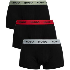 HUGO 3 Pack Cotton Stretch Trunks - Black (Blue/Red/Green) - Male - Size: S HUGO 3 Pack Cotton Stretch Trunks - Black (Blue/Red/Green) - Male - Size: S