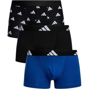 Adidas 3 Pack Active Flex Cotton Trunks - Blue/Black/Logo - Male - Size: S Adidas 3 Pack Active Flex Cotton Trunks - Blue/Black/Logo - Male - Size: S
