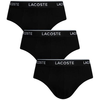 Lacoste 3 Pack Cotton Stretch Briefs - Black/Black/Black - Male - Size: S Lacoste 3 Pack Cotton Stretch Briefs - Black/Black/Black - Male - Size: S