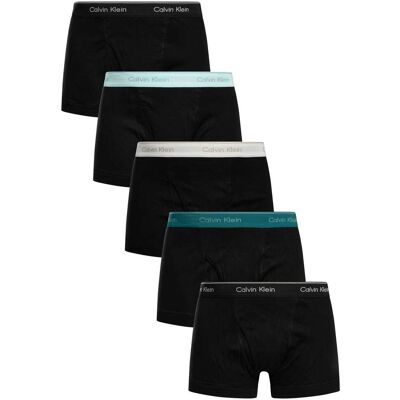 Calvin Klein 5 Pack Trunks - Black (Black/Blue/Pink/Green/Black) - Male - Size: M Calvin Klein 5 Pack Trunks - Black (Black/Blue/Pink/Green/Black) - Male - Size: M
