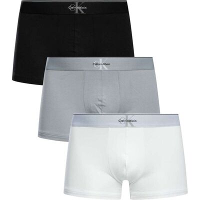 Calvin Klein 3 Pack Graphic Monogram Trunks - Black/Grey/White - Male - Size: XXL Calvin Klein 3 Pack Graphic Monogram Trunks - Black/Grey/White - Male - Size: XXL