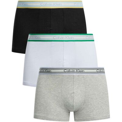 Calvin Klein 3 Pack Icon Cotton Trunks - Black/Heavenly Iris/Grey Heather - Male - Size: XL Calvin Klein 3 Pack Icon Cotton Trunks - Black/Heavenly Iris/Grey Heather - Male - Size: XL
