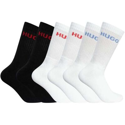 HUGO 6 Pack Quarter Socks - White/Black - Male - Size: One Size HUGO 6 Pack Quarter Socks - White/Black - Male - Size: One Size