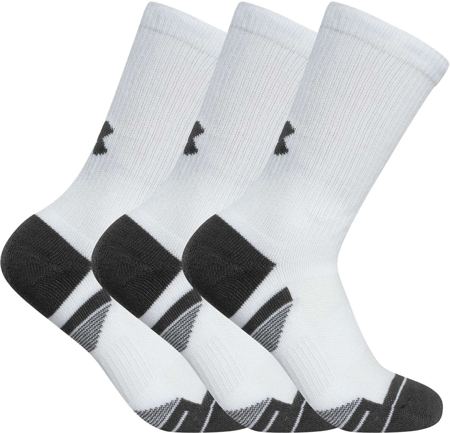 Under Armour 3 Pack Performance Tech Crew Socks - White/Jet Gray - Male - Size: L