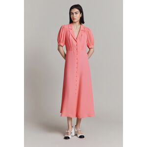 Ghost Simone Satin Back Crepe Midi Shirt Dress Coral female Ghost Simone Satin Back Crepe Midi Shirt Dress Coral female