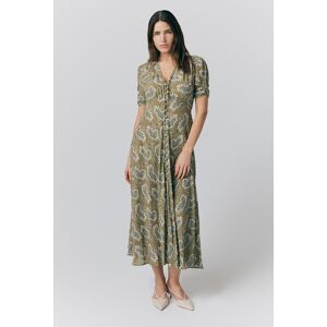 Ghost Flo Floral Midi Tea Dress Olive Cluster Floral female Ghost Flo Floral Midi Tea Dress Olive Cluster Floral female