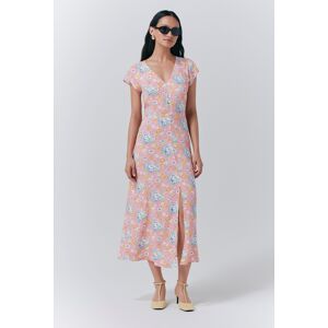 Ghost Blair Crepe Floral Sleeveless Midi Dress Pink Country Flowers female Ghost Blair Crepe Floral Sleeveless Midi Dress Pink Country Flowers female