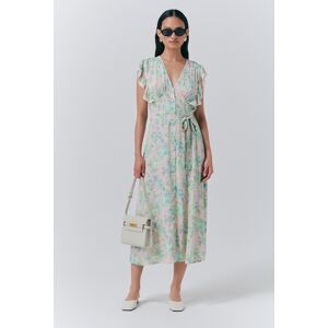 Ghost Lucia Crepe Floral Belted Midi Dress Pastel Green Rose female Ghost Lucia Crepe Floral Belted Midi Dress Pastel Green Rose female