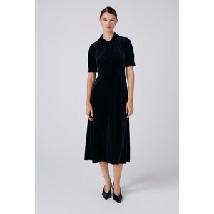 Ghost Wilma Velvet Collared Neck Midi Tea Dress Black female Ghost Wilma Velvet Collared Neck Midi Tea Dress Black female