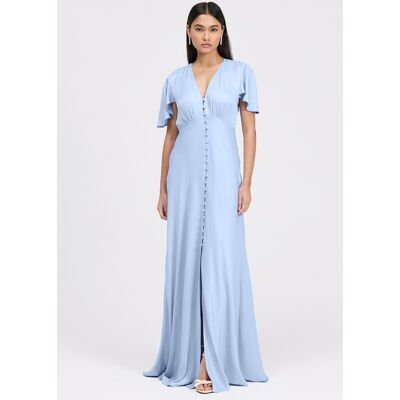 Ghost Delphine Timeless Button Through Satin Maxi Dress Cornflower Blue female Ghost Delphine Timeless Button Through Satin Maxi Dress Cornflower Blue female