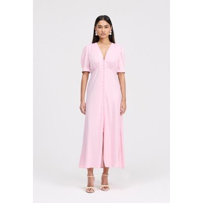 Ghost Madison Button Through Satin Midi Dress Pale Pink female Ghost Madison Button Through Satin Midi Dress Pale Pink female