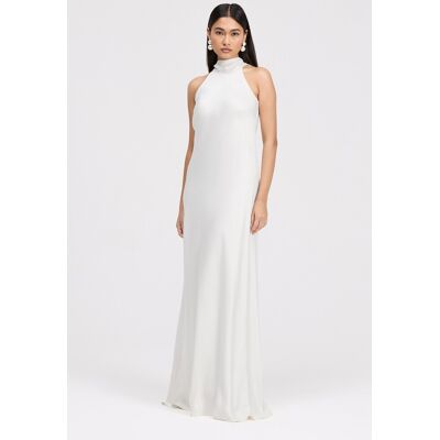 Ghost Angelica Premium High Neck Satin Maxi Dress Ivory female Ghost Angelica Premium High Neck Satin Maxi Dress Ivory female