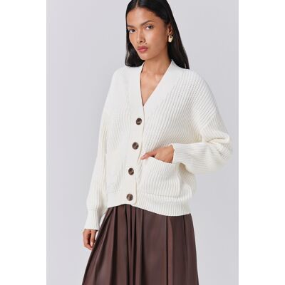 Ghost Lyla Knitted V Neck Cardigan Ivory female Ghost Lyla Knitted V Neck Cardigan Ivory female