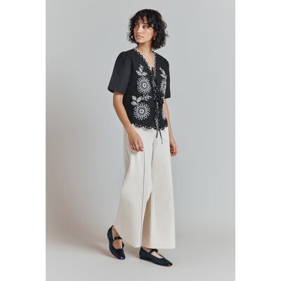 Ghost Astra Denim Cropped Wide Leg Jeans Cream female Ghost Astra Denim Cropped Wide Leg Jeans Cream female