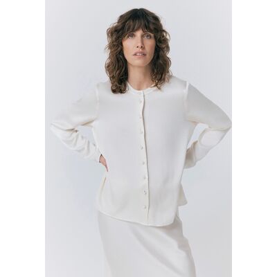 Ghost Efie Satin Button Through Blouse Ivory female Ghost Efie Satin Button Through Blouse Ivory female