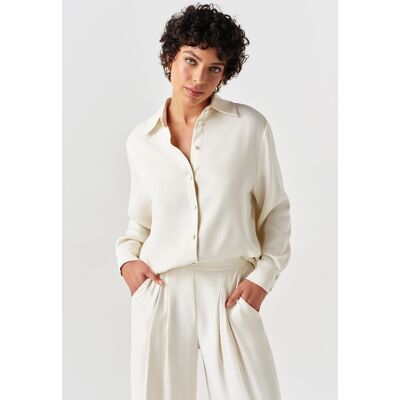 Ghost Esther Collared Luxurious Satin Back Crepe Shirt Ivory female Ghost Esther Collared Luxurious Satin Back Crepe Shirt Ivory female