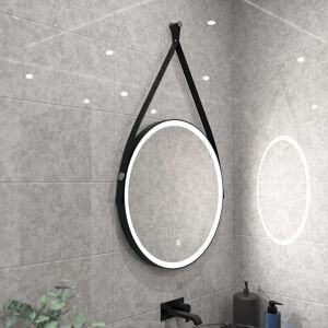 Gleam Hanging LED Bathroom Mirror - 600mm - Matte Black Gleam Hanging LED Bathroom Mirror - 600mm - Matte Black