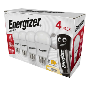 Energizer, Pack of 4 LED Lamps, GLS, E27 Screw Warm White
