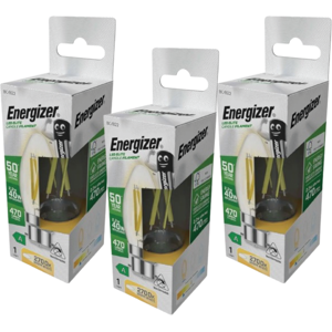 Pack of 3 Energizer 2.2W B22 LED Candle Bulbs – Filament, Warm White 2700K, A Rated Pack of 3 Energizer 2.2W B22 LED Candle Bulbs – Filament, Warm White 2700K, A Rated