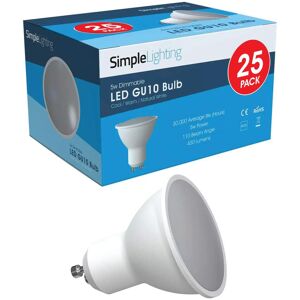 Pack of 25 5w Dimmable GU10 LED Bulbs in Cool, Natural or Warm White Light Pack of 25 5w Dimmable GU10 LED Bulbs in Cool, Natural or Warm White Light