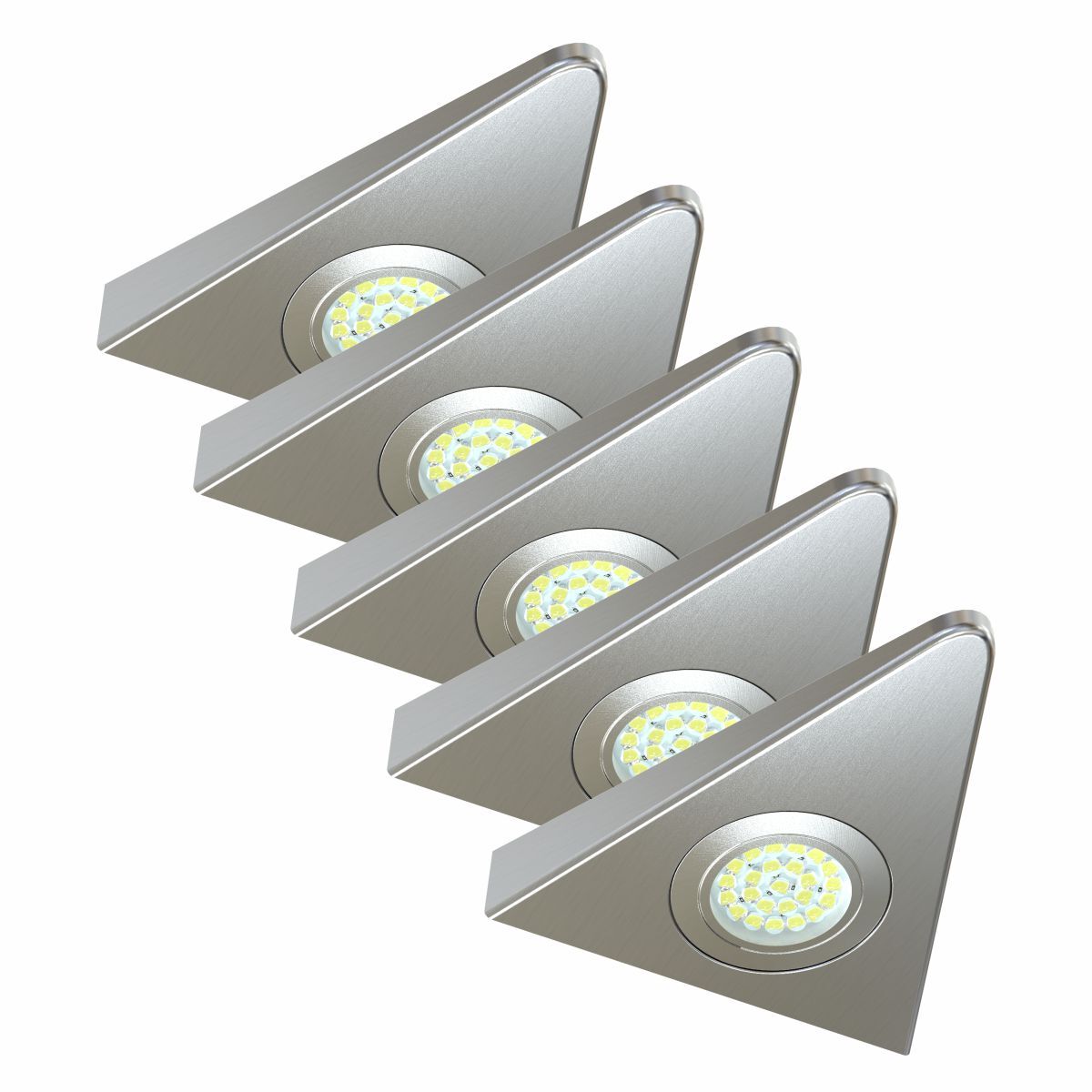 Simple Lighting Pack of 5, Super-slim, High Power, 1.8w LED, Triangle, Surface Mounted, Under Cabinet Lights