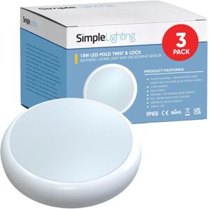 3 x 18w LED Polo Twist & Lock Bulkhead / Dome Light With Microwave Sensor 3 x 18w LED Polo Twist & Lock Bulkhead / Dome Light With Microwave Sensor