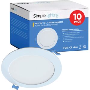 Pack of 10 Round 12w LED Panel Light, 170mm Diameter Pack of 10 Round 12w LED Panel Light, 170mm Diameter
