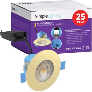 Pack of 25 6w, Colour Adjustable Fire Rated Downlights, Brass Pack of 25 6w, Colour Adjustable Fire Rated Downlights, Brass