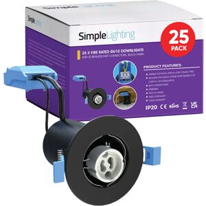 Pack of 25 Matt Black GU10 Fire Rated Downlights Pack of 25 Matt Black GU10 Fire Rated Downlights