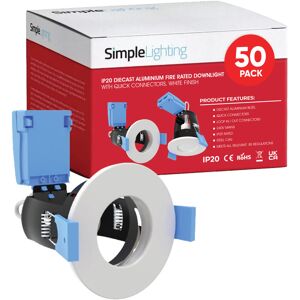 50 x White Fire Rated Downlight Pack, Open Can Design, GU10 50 x White Fire Rated Downlight Pack, Open Can Design, GU10