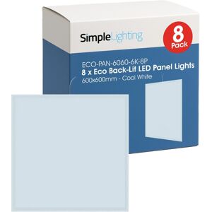 Pack of 8 - LED Panel Lights, 36w - 600x600mm - 6000K Cool White Incl LED Driver Pack of 8 - LED Panel Lights, 36w - 600x600mm - 6000K Cool White Incl LED Driver