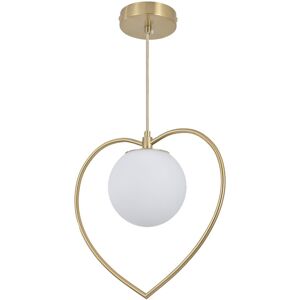 Heart Shaped Pendant Light with a Glass Sphere Heart Shaped Pendant Light with a Glass Sphere