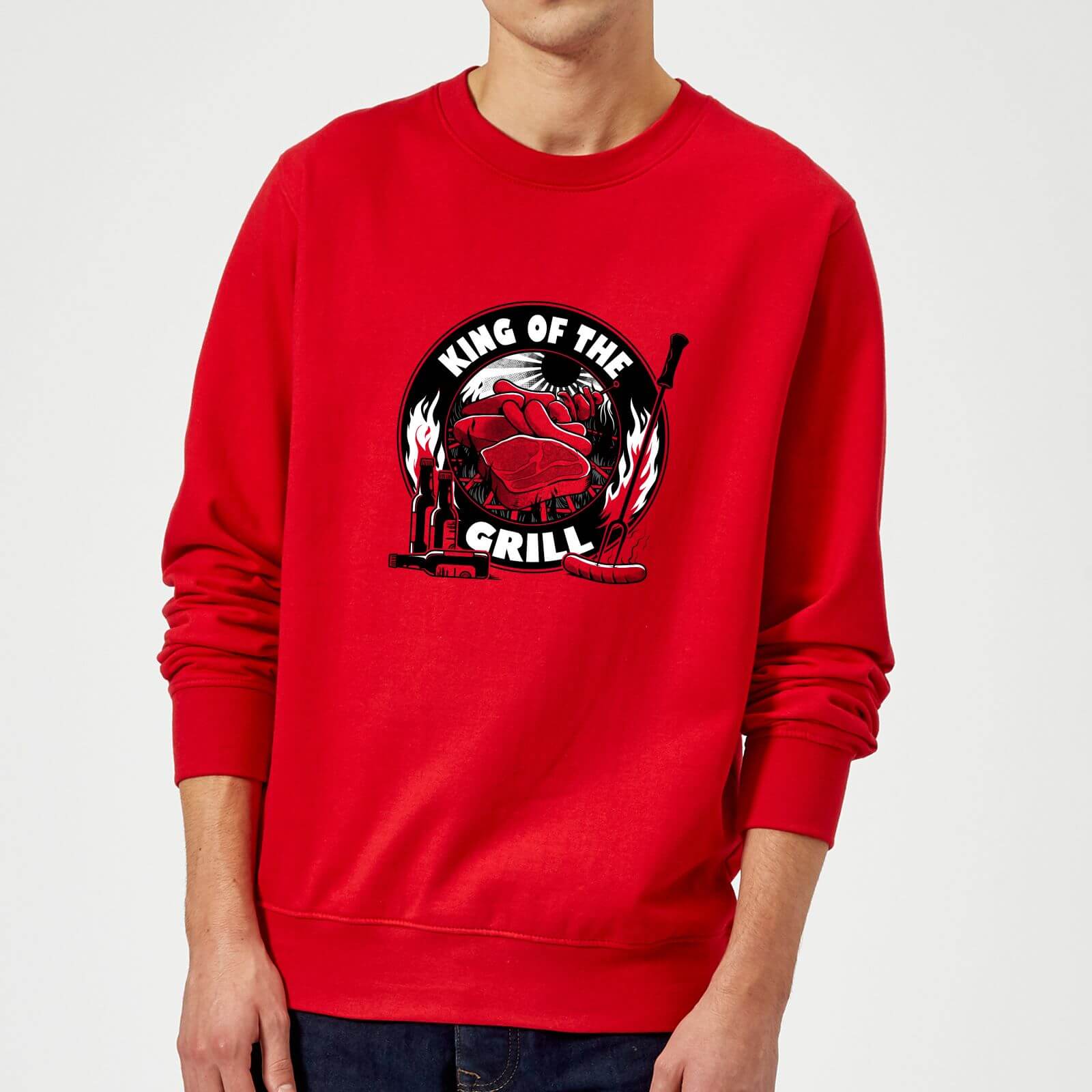 BBQ/Beer King Of The Grill Sweatshirt - Red - L - Red