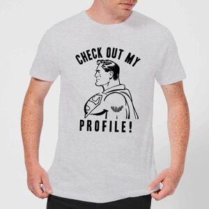 Original Hero DC Comics Superman Check Out My Profile T-Shirt - Grey - S Original Hero DC Comics Superman Check Out My Profile T-Shirt - Grey - S