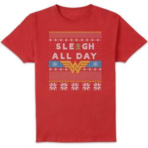 Original Hero Wonder Woman 'Sleigh All Day Men's Christmas T-Shirt - Red - M Original Hero Wonder Woman 'Sleigh All Day Men's Christmas T-Shirt - Red - M