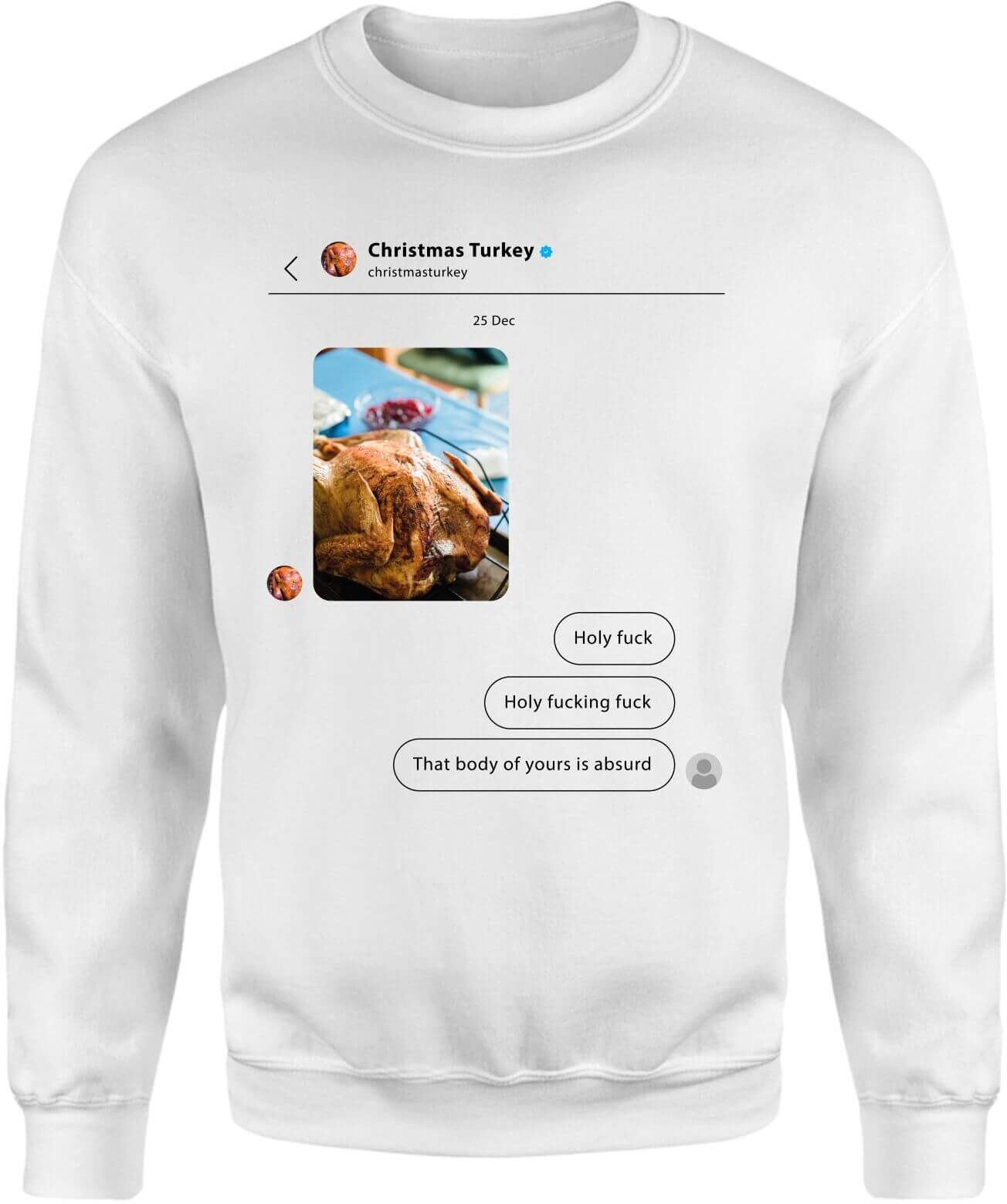 Christmas 2022 Christmas Turkey Messages Christmas Jumper - White - S - White