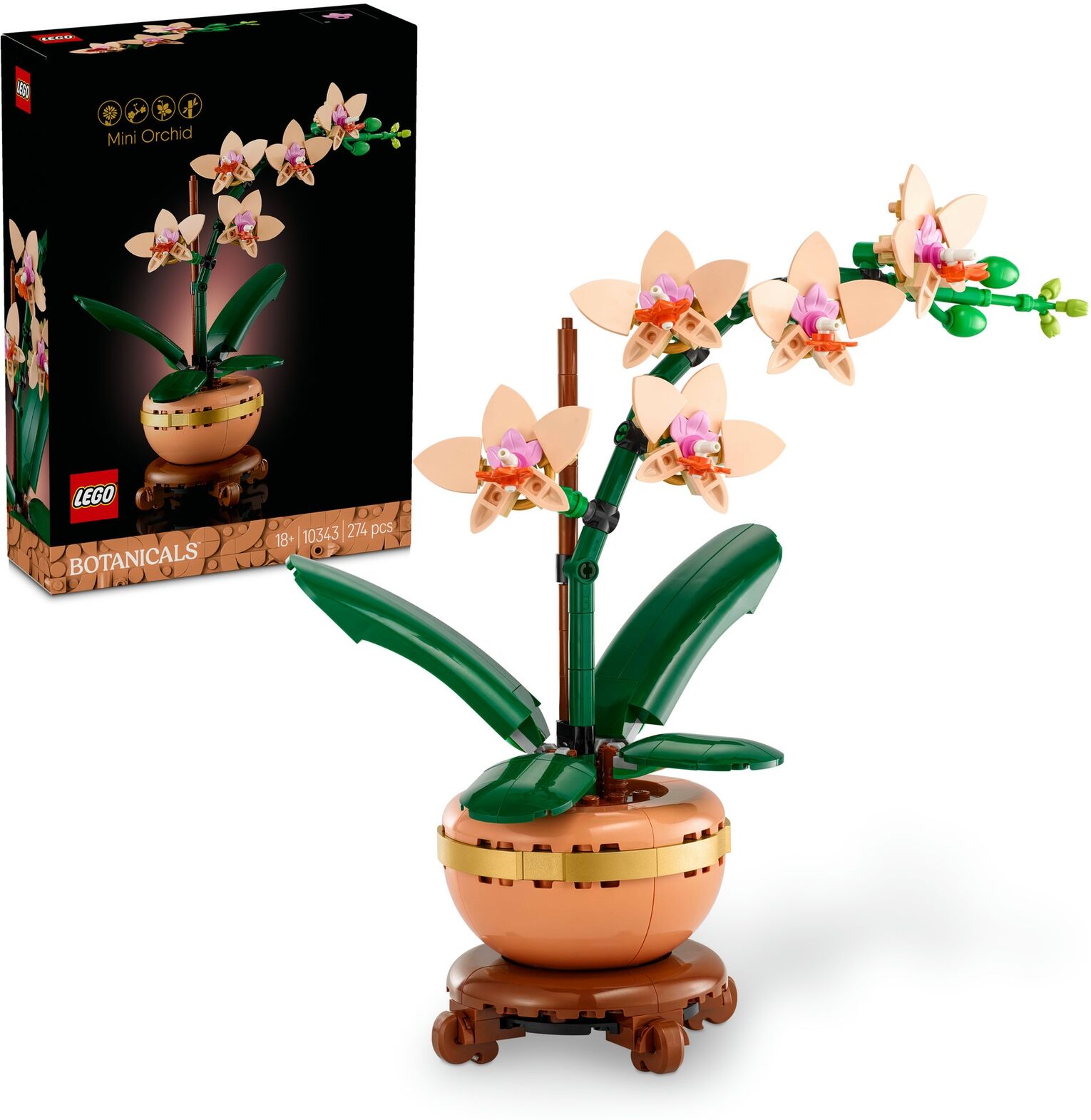 LEGO® Botanicals Mini Orchid Plant Gift, Home Decor Building Kit for Adults 10343