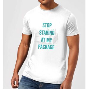 Stop Staring At My Package Men's Christmas T-Shirt - White - XXL - White
