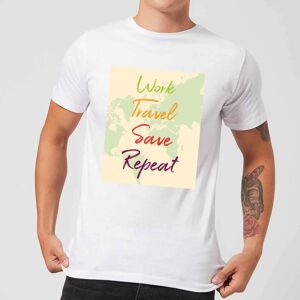 By IWOOT Work Travel Save Repeat Map Background Men's T-Shirt - White - L - White