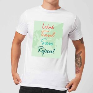 By IWOOT Work Travel Save Repeat Background Men's T-Shirt - White - 5XL - White