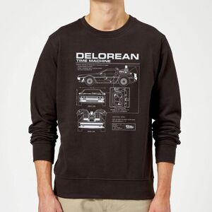 Original Hero Back To The Future DeLorean Schematic Sweatshirt - Black - XXL Original Hero Back To The Future DeLorean Schematic Sweatshirt - Black - XXL