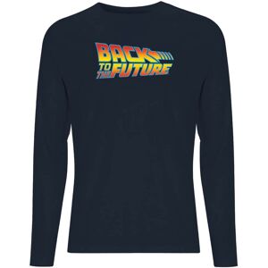 Original Hero Back To The Future Classic Logo Men's Long Sleeve T-Shirt - Navy - S Original Hero Back To The Future Classic Logo Men's Long Sleeve T-Shirt - Navy - S