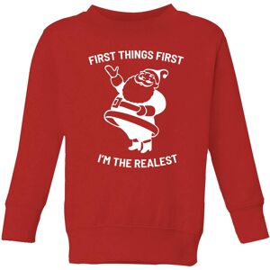 First Things First I'm The Realest Kids' Christmas Sweatshirt - Red - 7-8 Years - Red
