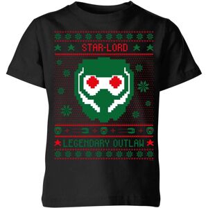 Original Hero Guardians Of The Galaxy Star-Lord Pattern Kids' Christmas T-Shirt - Black - 3-4 Years - Black