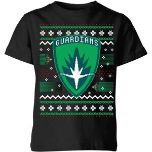 Original Hero Guardians Of The Galaxy Badge Pattern Christmas Kids' Christmas T-Shirt - Black - 9-10 Years - Black