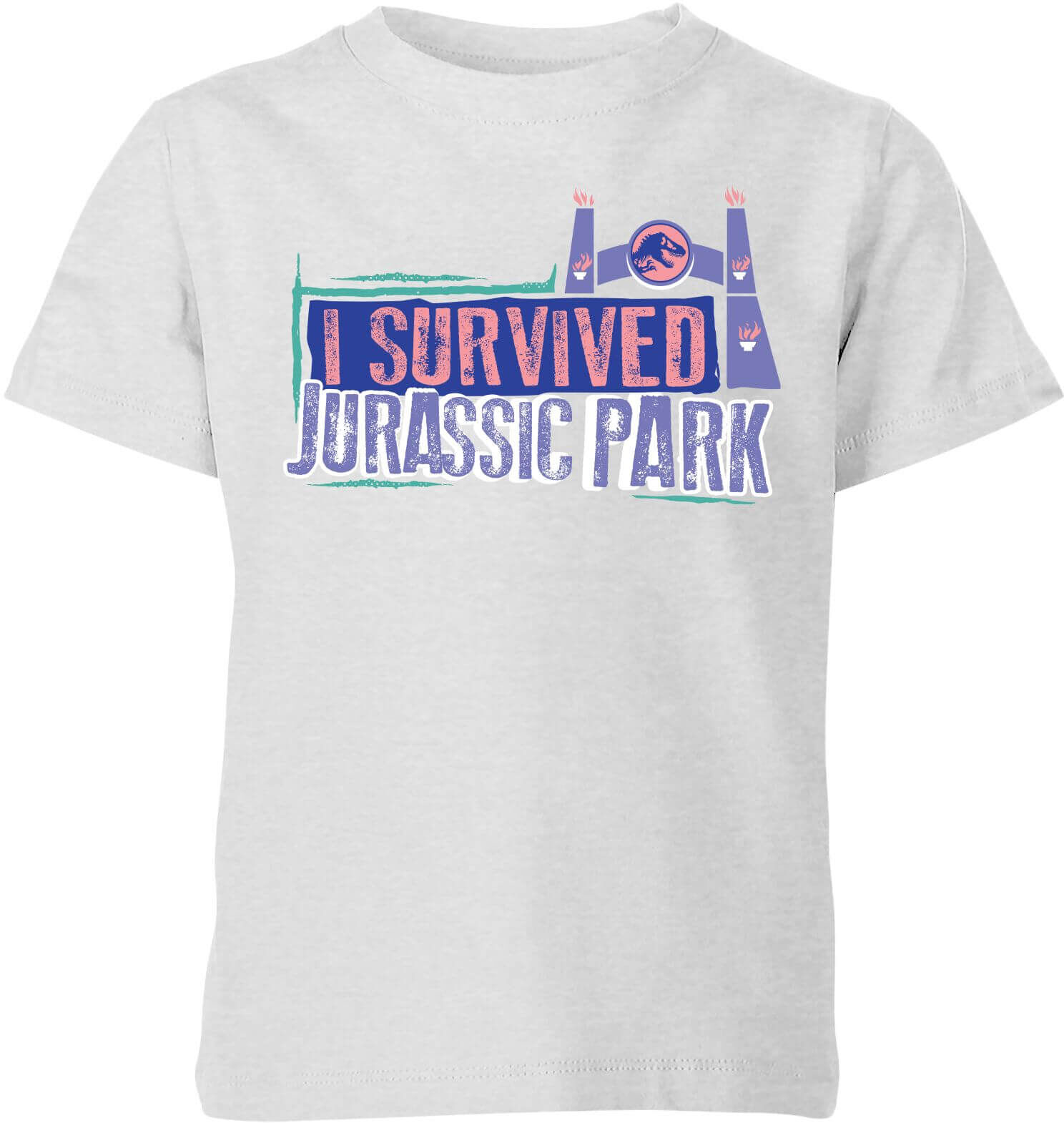 Original Hero Jurassic Park I Survived Jurassic Park Kids' T-Shirt - Grey - 5-6 Years